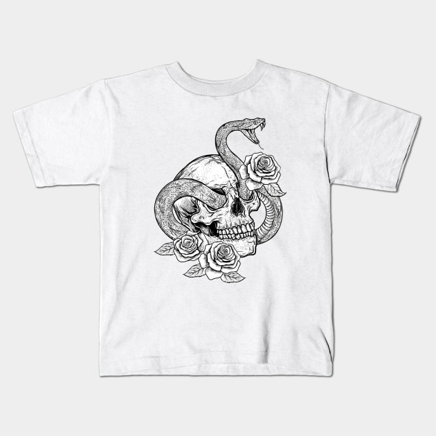 SNAKE SKULL Kids T-Shirt by 777sky